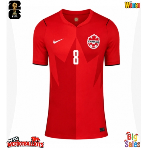 Canada Ismael Kone #8 Replica Home Stadium Shirt for Women World Cup 2026 Short Sleeve